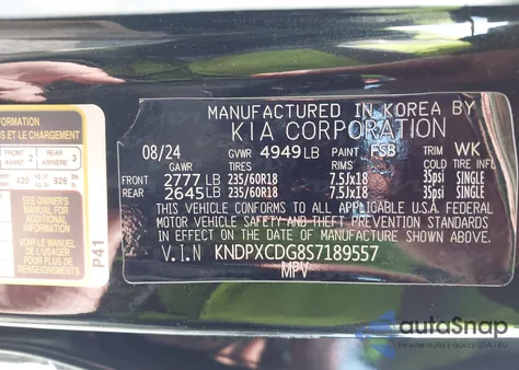 2025 Kia Sportage Hybrid Sx-Prestige z USA, uszkodzony, nr VIN KNDPXCDG8S7189557